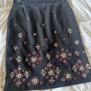White House Black Market Black Skirt with Jewel Accents